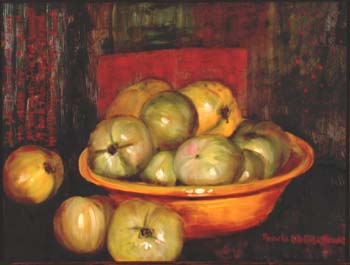 Unfried Green Tomatoes in an Unbroken Yellow Bowl